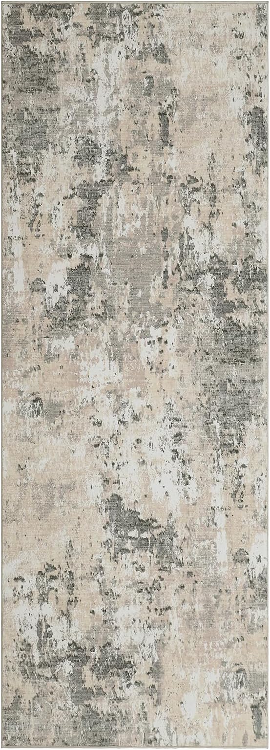 ROYHOME Modern Abstract 2x10 Runner Rug Washable Non Slip Stain Resistant Rug for Hallway Kitchen Bedroom Non Shedding Low Pile Indoor Floor Cover,Grey Yellow