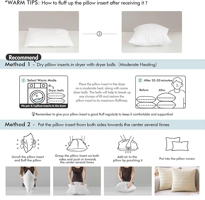 MIULEE 16x16 Pillow Inserts (Set of 4) -Decorative Throw Pillow with 100% Cotton Cover Square for Sofa Couch
