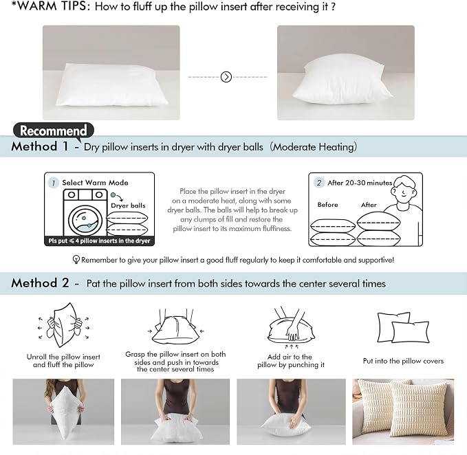 MIULEE 28x28 Euro Pillow Insert -Decorative Throw Pillow with 100% Cotton Cover Square for Sofa Couch