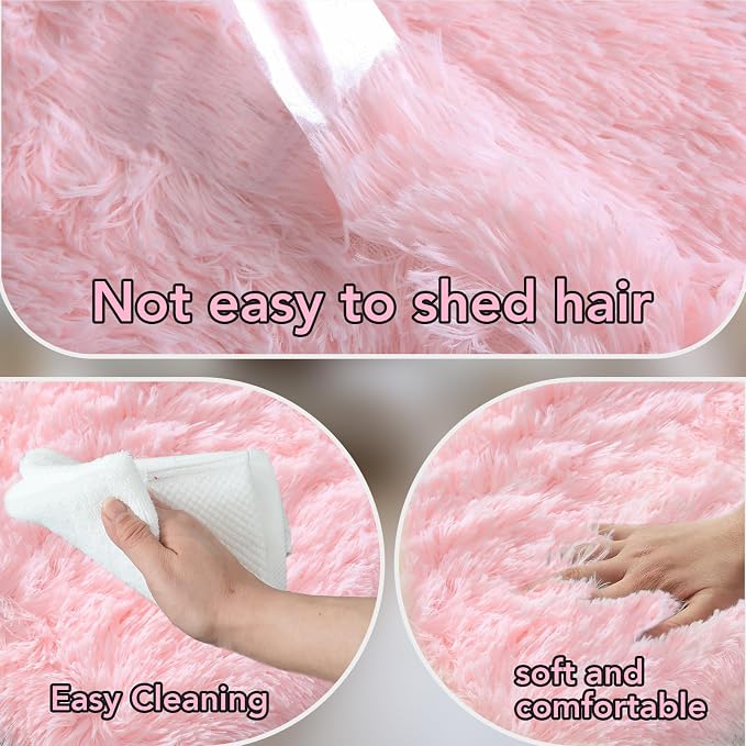 Fluffy 8x10 Area Rug Living Room: Shag Pink Area Rugs for Bedroom- Large Plush Soft Rugs for Living Room- Fuzzy Modern Carpets for Bedroom, Kids Room Decor (Pink, 8x10Feet)