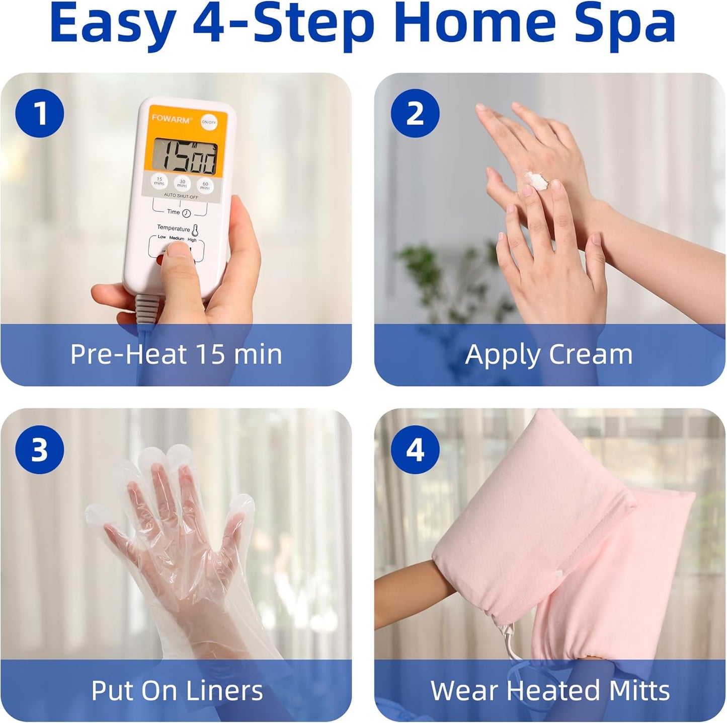 Electric Hand Warmer, Heated Beauty Mitts, 3-Temp Levels & Timer, Digital Display, 7x10 Heated Glove for Arthritis Hand Deep Moisturizing, Heating Pad for Hands, Spa & Home Use