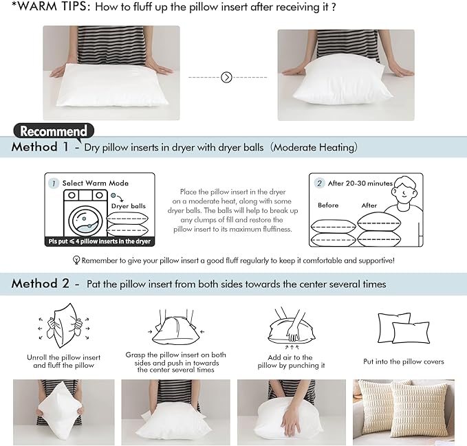 MIULEE 24 x 24 Pillow Inserts (Set of 2) -Decorative Throw Pillows with 100% Cotton Covers Square for Sofa Couch