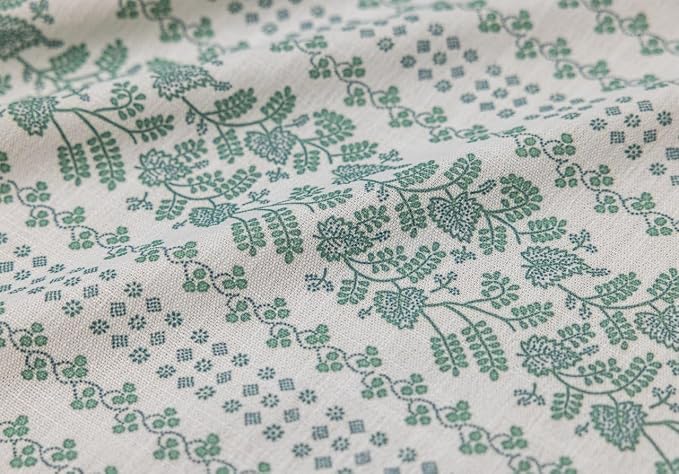 DrapePalette - Linen Blend Pinch Pleated Curtains 96 Inches Long for Living Room, Bedroom, Dining Room, Light Filtering Curtains 2 Panels Set, Modern Floral Printed Design, Summer Green, 30" W x 96" L