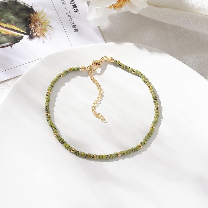 Starain Small Bead Anklets for Women Beach Foot Ankle Bracelet Cute Colorful Boho Beaded Anklets 8 inches