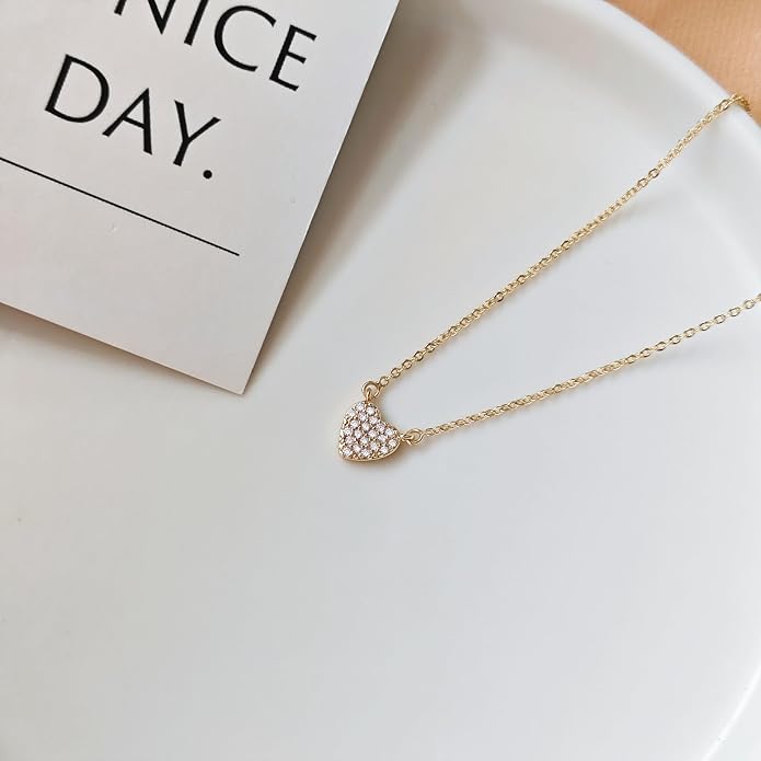 Airmb Heart Necklace for Women Gold/Silver Plated Trendy Heart Choker Lover Pendant Hypoallergenic Fashion Gold/Silver Necklace for Women Love Jewelry Gift for Women Girlfriend