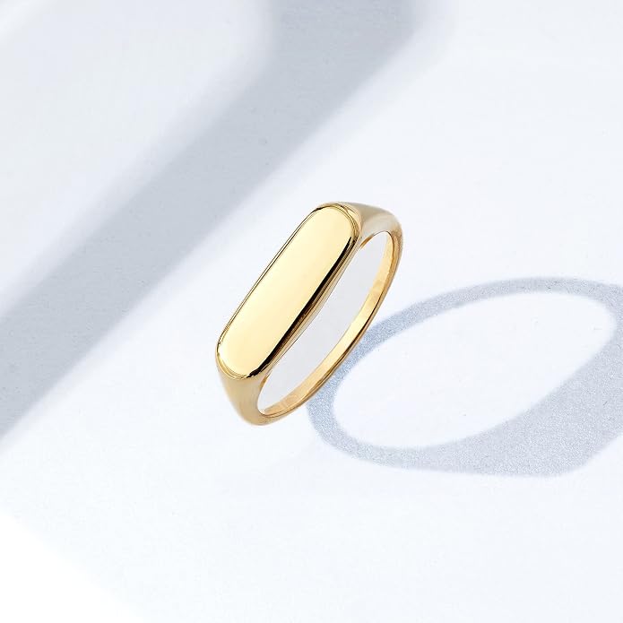 Amazon Essentials 14K Plated Sterling Silver Round Signet Ring
