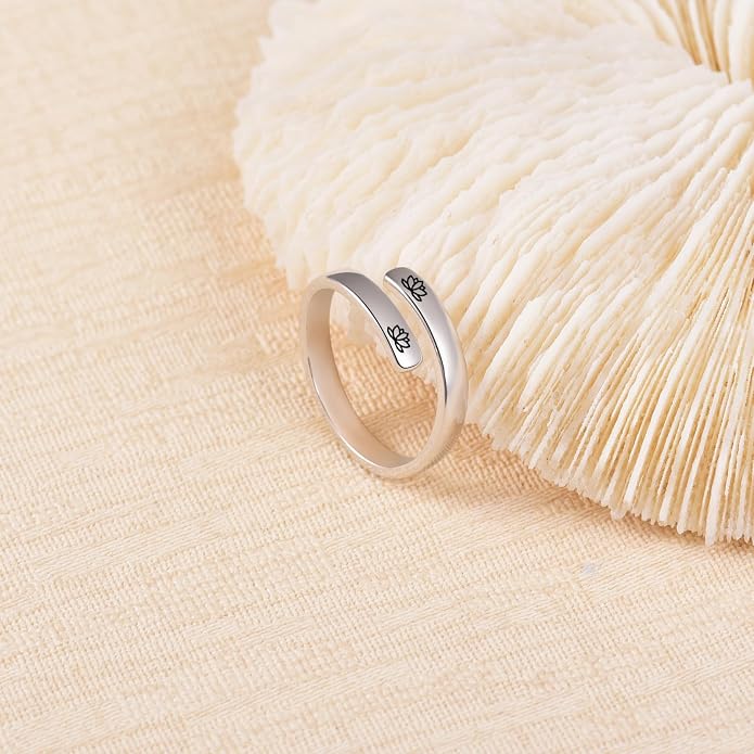 BEILIN 925 Sterling Silver Inspirational Jewelry Rings Adjustable Ring Personality Encouragement Gift for Teens Women