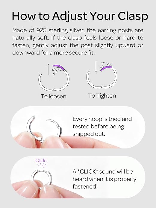 ChicSilver 925 Sterling Silver Huggie Hoop Earrings Small Hoop Earrings for Women Hypoallergenic Silver Huggie Earring Cartilage Earrings for Women (6/8/10/12/14/16/18/20MM)