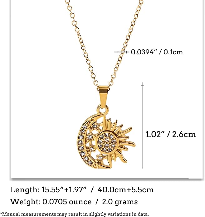 Unisex Celestial Gold Pendant Necklaces, Sun/Moon/Star/Angle Celestial Elements Unisex Choker Gold Lover Chains for Men and Women Jewelry
