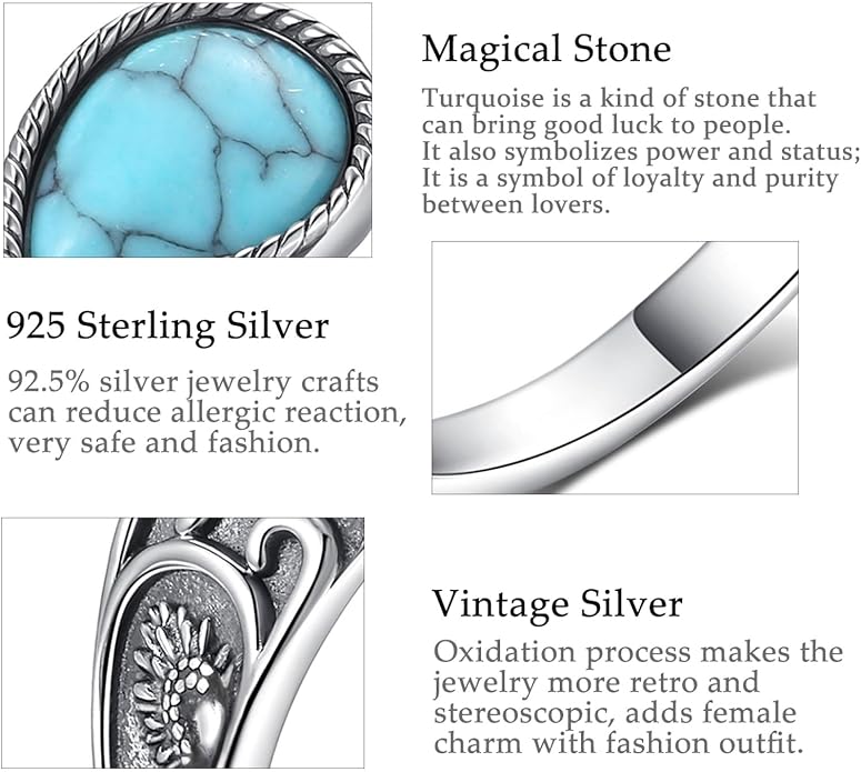 Vito 925 Sterling Silver Adjustable Open Spoon Ring for Women Men, Lotus Sunflower Snake Spoon Band Rings Feather Hug Witches Knot Inspirational Jewelry Gift for Wife