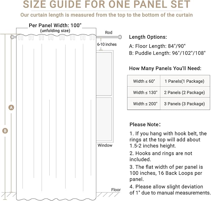 100% Blackout Shield Linen Blackout Sliding Door Curtains for Living Room, Back Tab/Rod Pocket Thermal Insulated Curtains for Sliding Glass Doors, 1 Panel Set, 100" W x 96" L, Sage Green
