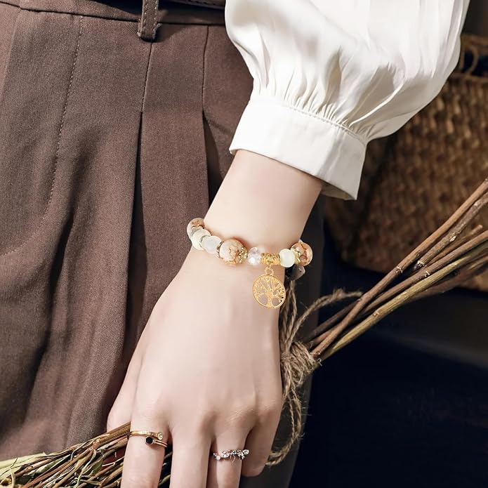 Pure Natural Round Gemstone Bracelet Healing Crystal Stretch Beaded Bracelet Suitable for Men and Women