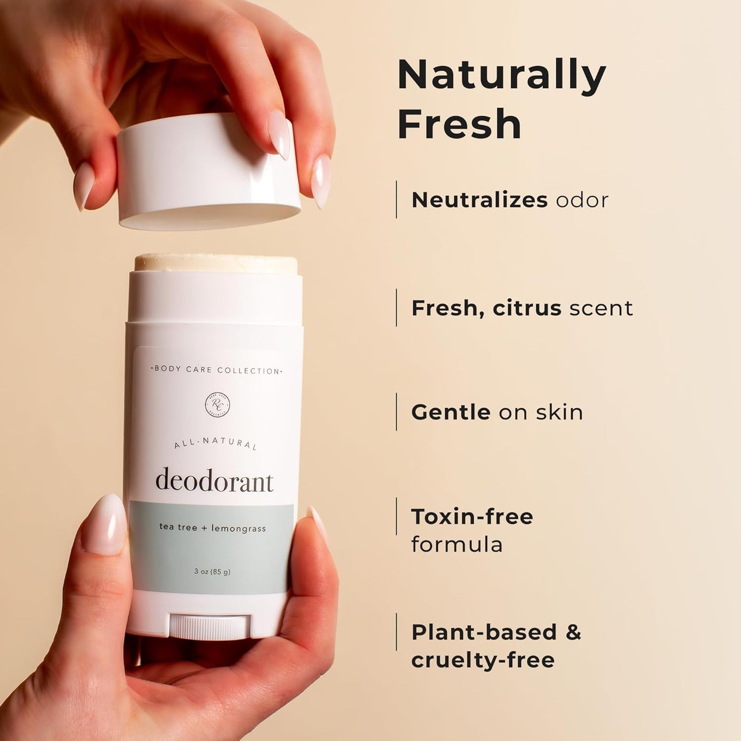 Rowe Casa Organics Tea Tree + Lemongrass Natural Deodorant for Men and Women, Fresh and Energizing Paraben-Free Deodorant Stick with Therapeutic-Grade Essential Oils, 2 oz