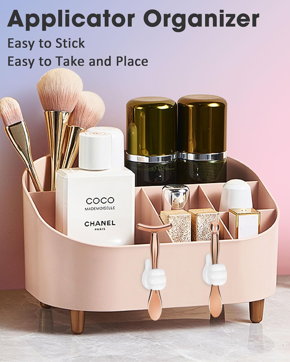 Metal Eye Cream Applicator Tool, Eye Roller for Eyes Puffiness Wrinkle, Facial Massager Tool for Skincare, Eye Cream Scraper Lift Wand Stick with Holder for Women Massager Gift, Rose Gold