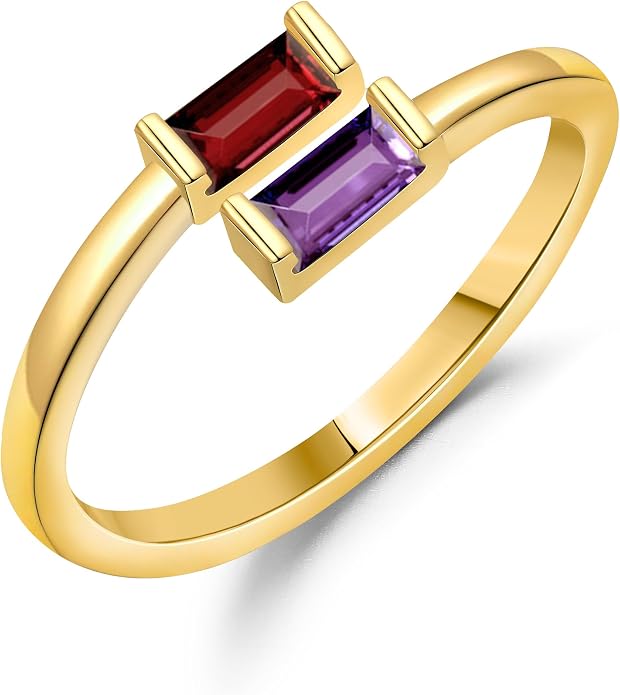 JSJOY Birthstone Rings for Women Dainty Emerald Blue Ring Birthday Gifts for Mom Her Gemstones CZ Ring for Teens Gold Rings That Don't Tarnish Adjustable Ring Jewelry Gifts