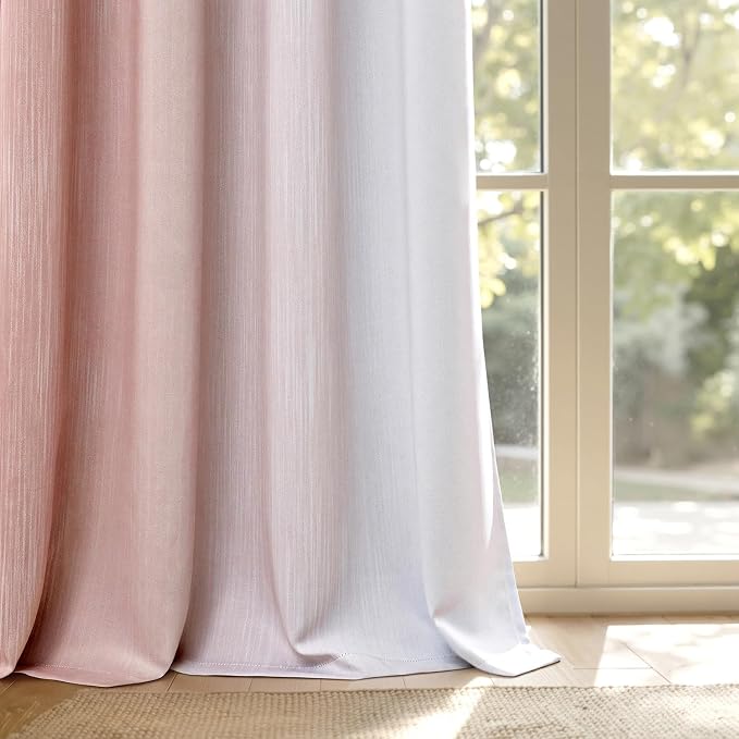 MIULEE Pink and Greyish White Ombre Blackout Curtains, Full Room Darkening Thermal Insulated 63 Inches Long Drapes for Bedroom/Living Room Grommet Window Treatments Modern 52Wx63L, Set of 2