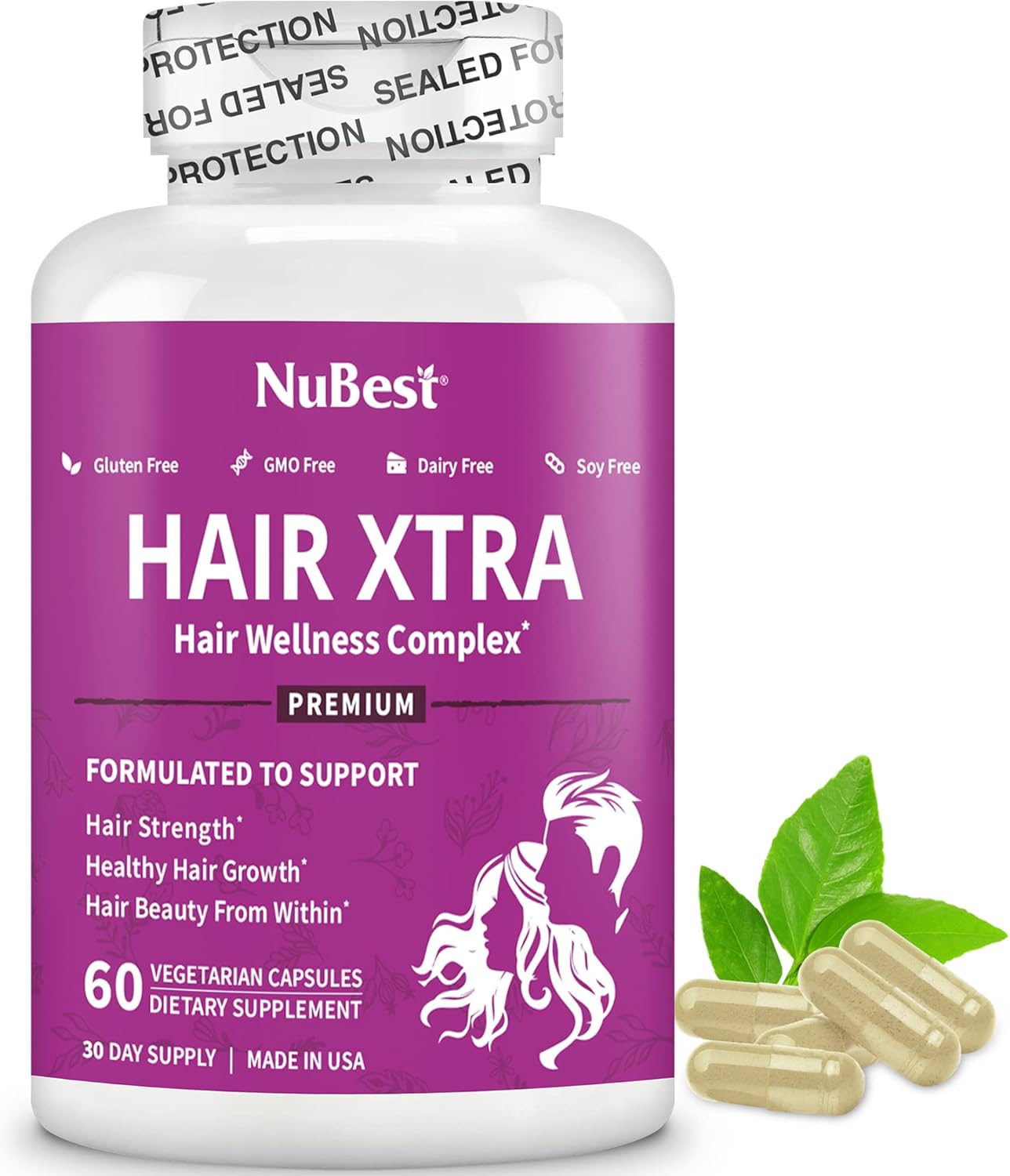 HairXtra - Hair Regrowth Vitamin for Faster Hair Growth - Hair Growth Vegan Capsules - Hair Thickening with Biotin, Zinc, MSM, B Vitamins, Choline - Hair Supplement, Hair Regrowth for Adults - Pack 6