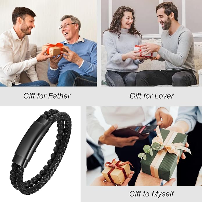 VNOX Men's Inspirational Mantra Engarved Handmade Braided Leather Adjustable Cuff Bangle Bracelet Encouragement Motivational Gift for Men