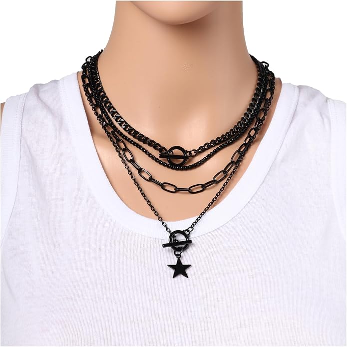 Milakoo Stainless Steel Pendant Necklace for Women Heart Charms Link Chains 23" Length Lobster Clasp