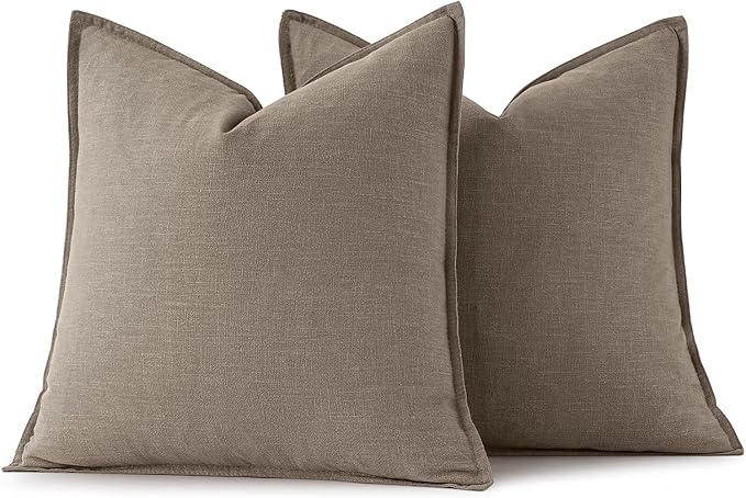 MIULEE Decorative Linen Pillow Covers 20x20 Inch Dune | Boho Farmhouse Fall Autumn Couch Throw Pillows for Bed, Pack of 2 Accent Modern Pillowcases, Sofa Livingroom Home Decor