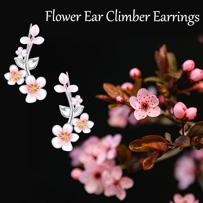 Ear Climbers Earrings for Women Sterling Silver Vintage Ear Crawler Earrings Jewelry Gifts for Women