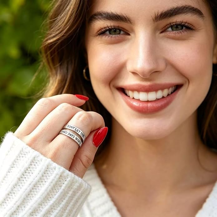 Dont Let The Hard Days Win Ring for Women/Men,Adjustable Stainless Steel Engraved Inspirational Ring Unique Jewelry Gifts