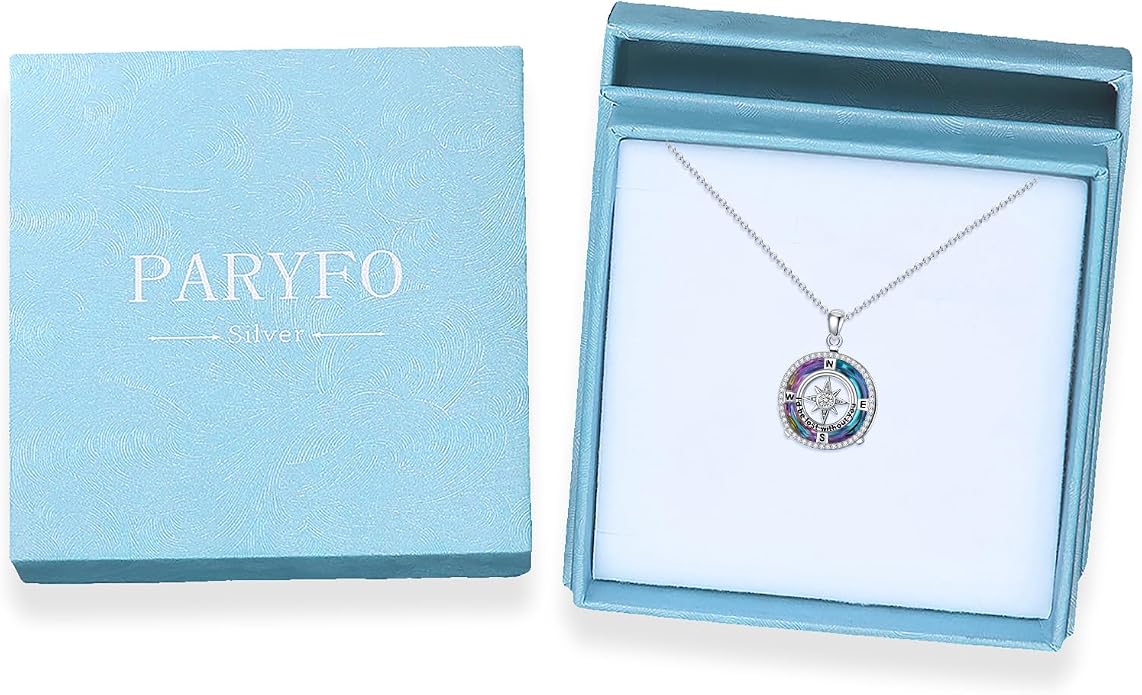 Compass Necklace for Women Graduation Gifts 925 Sterling Silver Celtic Knot Compass Pendant Graduation Jewelry Inspirational Travel Gifts for Women