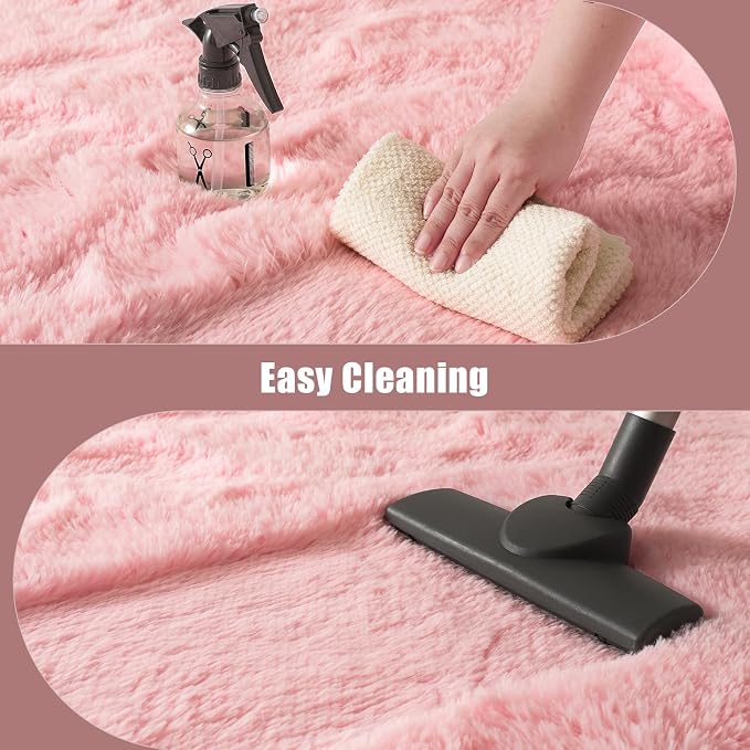Macgace Light Pink Runner Rug for Girls Room, 2x6 Washable Hallway Area Rugs for Bedroom Living Room Kitchen Laundry, Long Shag Rug with Non Slip Rubber Backing Soft Entryway Carpet