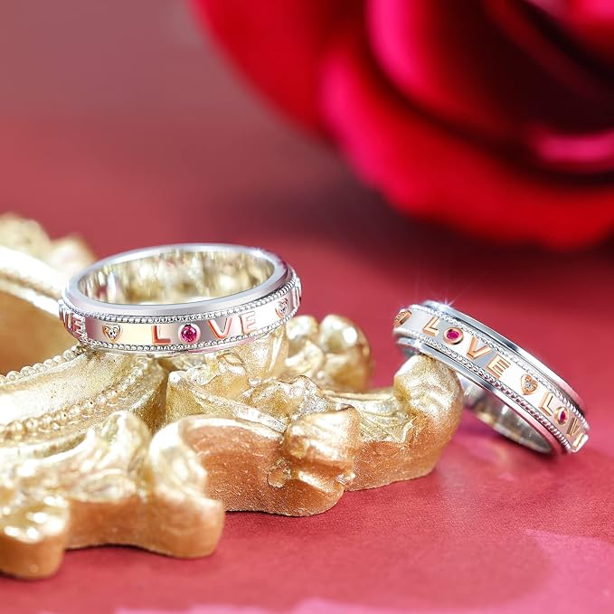 Fidget Ring Spinner Ring for Anxiety Women Men Daughter Real S925 Sterling Silver Fidget Ring