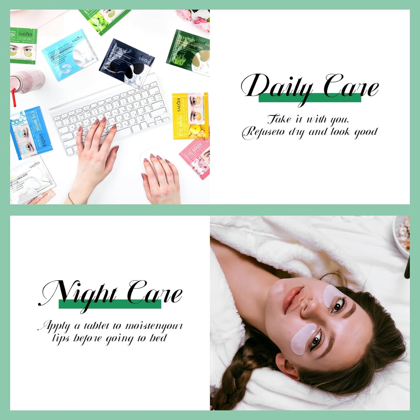 60 Pcs Moisturizing Lip Mask Eye Pads Lip Eyes Care Pads Mask Multi Pack Lip and Under Eye Patches for Puffy Eyes Spa Moisturizing Skincare Eye Lip Treatment (Eye)