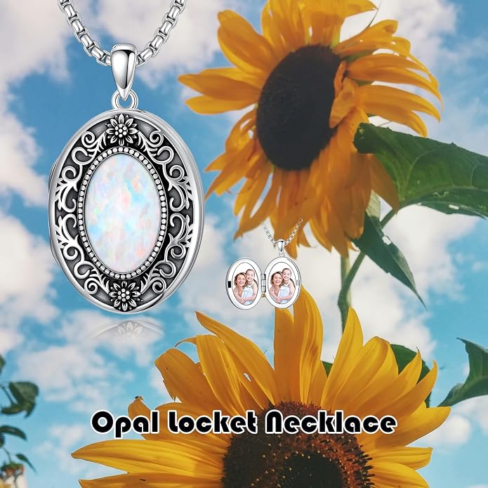 PELOVNY Locket Necklace That Holds Pictures 925 Sterling Silver Photo Locket Pendant Birthday Christmas Memorial Jewelry Gifts for Women Men
