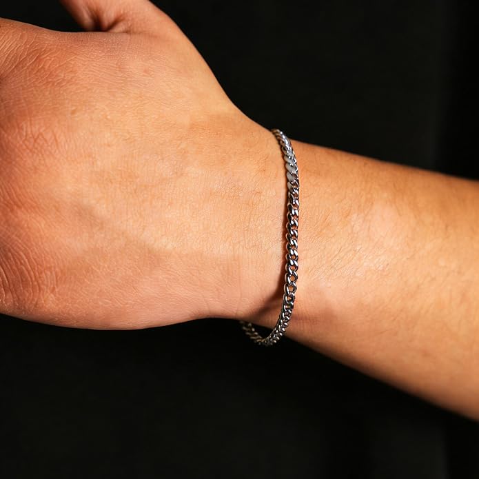 Cross Bracelet for Men, Silver/Gold/Black Mens Cross Bracelets Stack Stainless Steel Cuban Link Chain Bracelet Set Non Tarnish Adjustable Chunky Mens Jewelry Gifts for Men Dad Him Father's Day