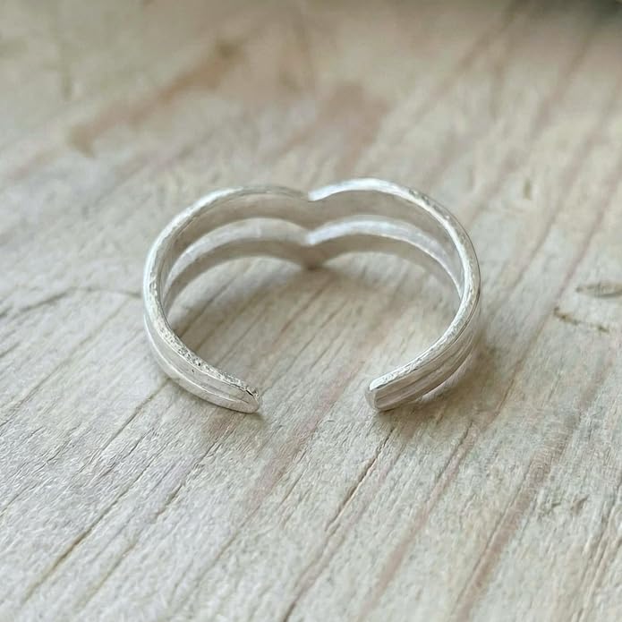 Sterling Silver Toe Ring, Handmade Adjustable Open Band, Minimalist Dainty Summer Beach Foot Jewelry for Women, Can Be Worn as Knuckle or Pinky Ring