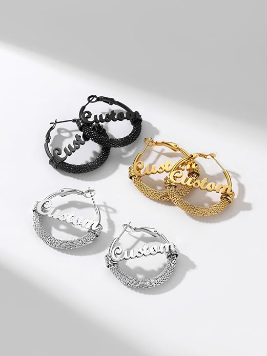 PROSTEEL 30/40/60/80/100mm Chunky Hoop Earrings For Women Gold Plated/Black Stainless Steel Hoops Earrings Statement Jewelry