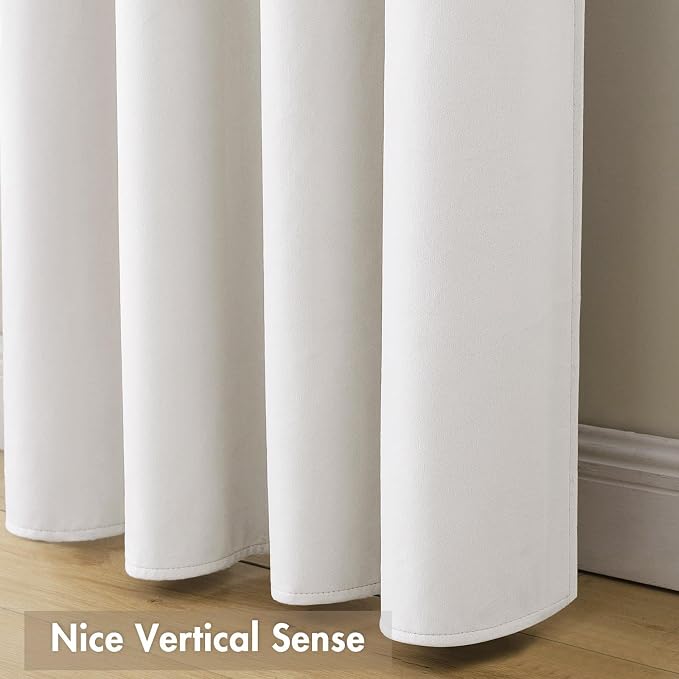MIULEE White Blackout Velvet Curtains Drapes 84 Inch Long 52"x84" Bedroom | Luxurious Bedroom Living Room Decor, Room Darkening, Thermal Insulated, Rod Pocket Design, Super Soft Fabric
