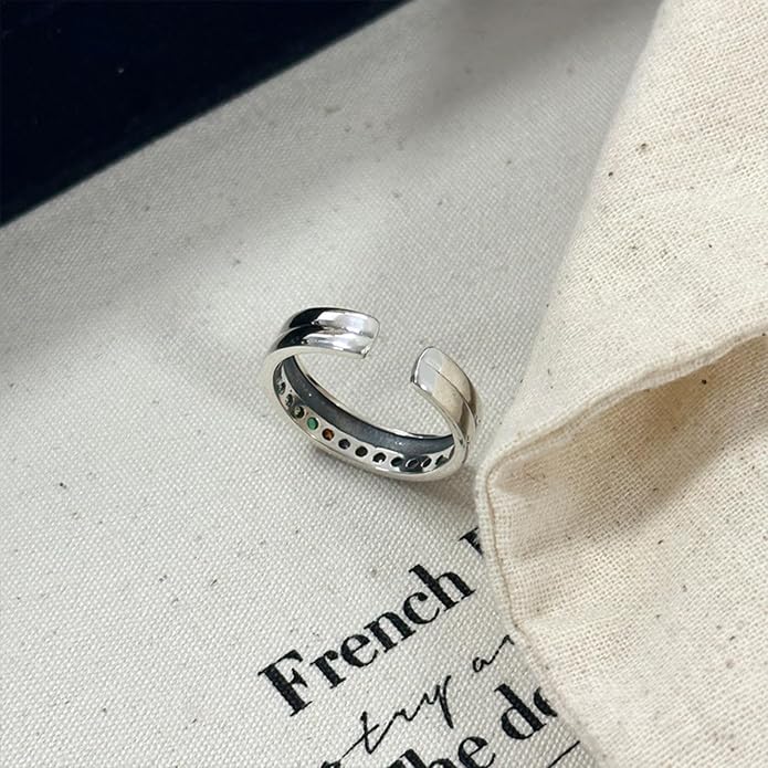 925 Sterling Silver Ring Minimalist Adjustable Rings Band Handmade Rings for Women Girls