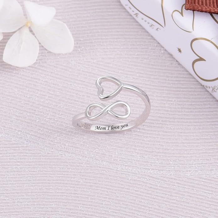 Jinlou 925 Sterling Silver Inspirational Jewelry Rings Adjustable Ring Personality Encouragement Gift for Teens Women