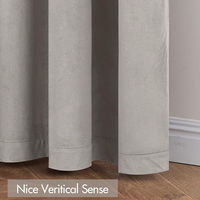 MIULEE Silver Grey Blackout Velvet Curtains Drapes 108 Inch Long 52"x108" | Luxurious Bedroom Living Room Decor, Room Darkening, Thermal Insulated, Rod Pocket Design, Super Soft Fabric, Extra Long