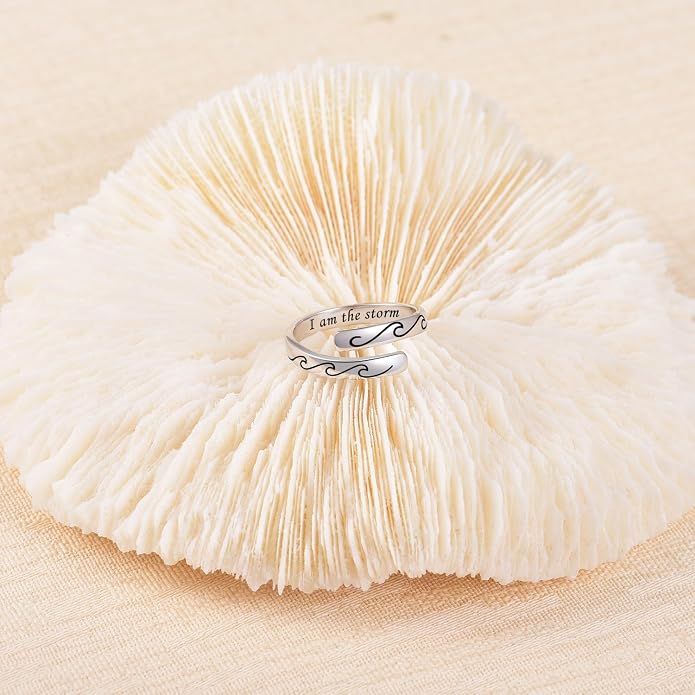 BEILIN 925 Sterling Silver Inspirational Jewelry Rings Adjustable Ring Personality Encouragement Gift for Teens Women