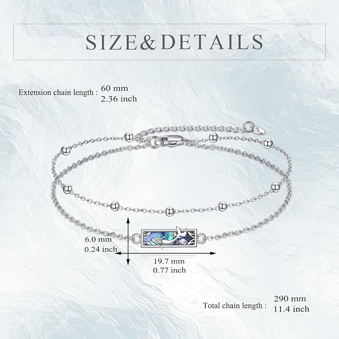 VONALA Mermaid Anklet 925 Sterling Silver Abalone Shell Ocean Jewelry Gifts for Women Mother Friends