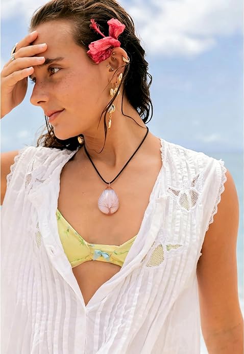 7 Chakra Gemstone Healing Crystals Necklace - Copper Wire Wrapped Natural Unisex Hippie Leather Choker