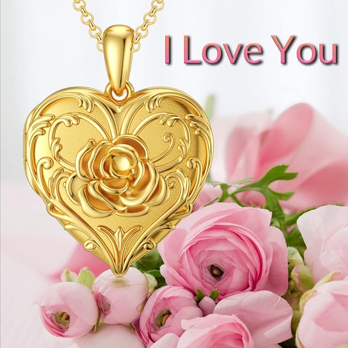 SOULMEET Personalized Silver Locket Necklace That Holds Pictures Photo Keep Someone Near to You, Memorial Custom Lockets Necklaces Letters Engraving for His Her