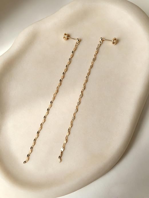 Long Chain Dangle Earrings Dainty Tassel Drop Linear Earrings Hypoallergenic Jewelry
