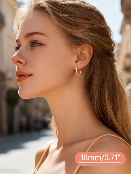 FaithHeart 925 Sterling Silver Huggie Hoop Earrings, Small Hoop Earring for Women, Silver/14K Gold/Black/Rose Gold Hypoallergenic Cartilage Earrings for Women 8/10/12/14/16/18/20mm