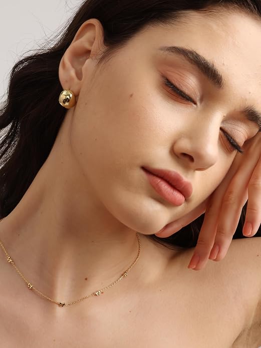 FRUMOS Gold Plated Necklace for Women, Dainty Layered Chain Necklace, Fashion Jewelry for Daily Wear