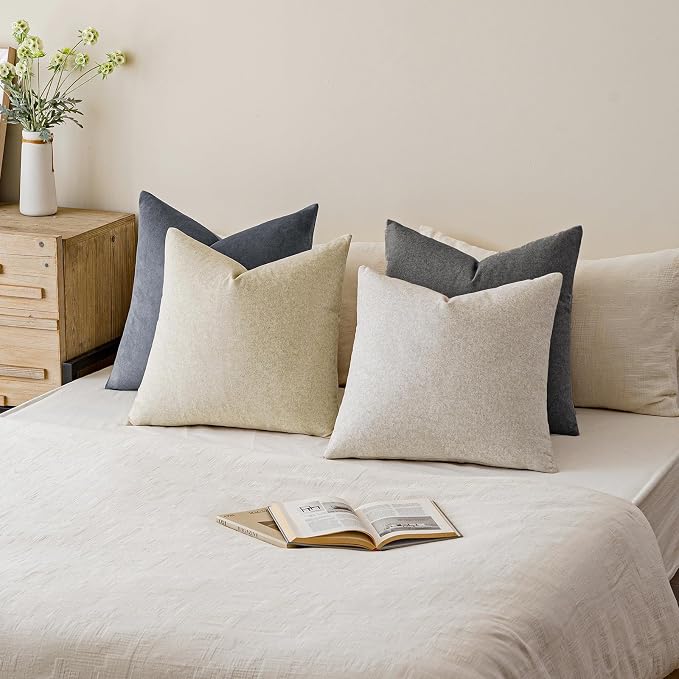 a moment Waterproof Throw Pillow Covers Set of 4,26x26 Inch Outdoor Stain Resistant Pet Friendly Pillowcases Cushion Covers for Patio Sofa and Living Room,Soft Charcoal
