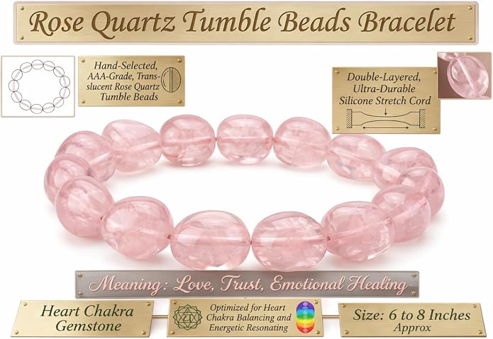 Natural Gemstone Bead Bracelet for Women – Healing Crystal Reiki Bracelet, Handmade Spiritual Protection Jewelry, Energy Stone Stretch Bracelet Gift for Women & Girls