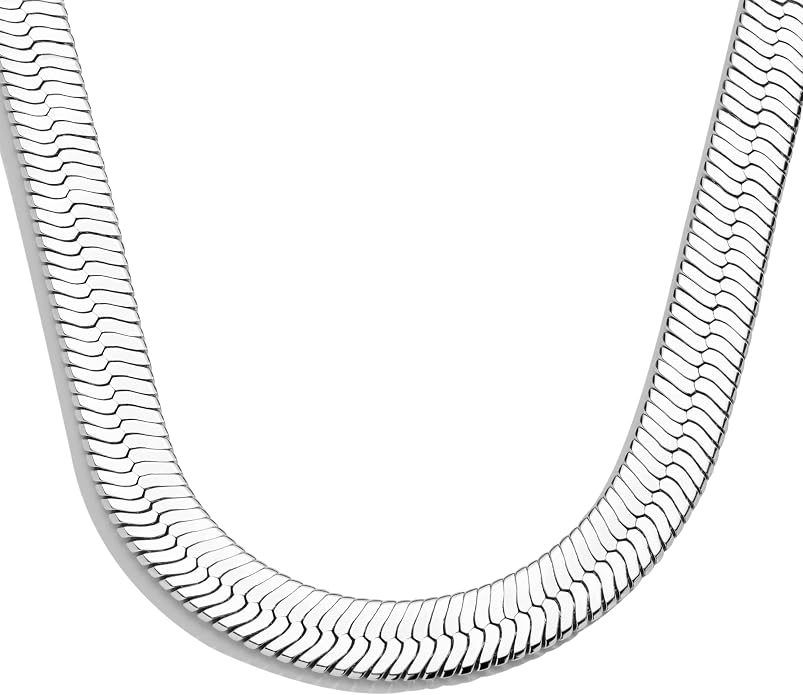 WomenGifts 14K Gold Silver Plated Herringbone Necklace for Women, Dainty Snake Chain Choker, Trendy Simple Long Layered Jewelry Non Tarnish, 3/4/5/8mm,14,16,18,20,22,24,26 Inch Thin & Chunky Options