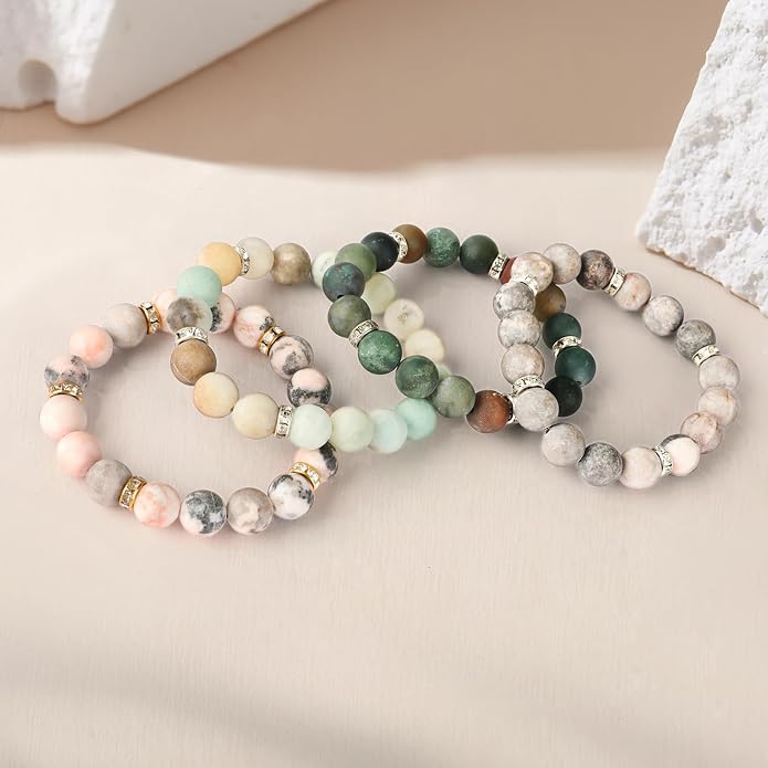 Pure Natural Round Gemstone Bracelet Healing Crystal Stretch Beaded Bracelet Suitable for Men and Women