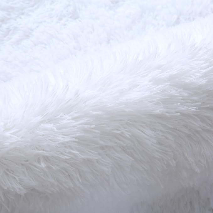 White Area Rug 7x10 Living Room - Soft Shag Non-Slip Carpet | Cloud-Soft Comfort: Microfiber Memory Foam - Bare Feet Love The Sink-In Softness Your Whole Family Enjoys Every Day